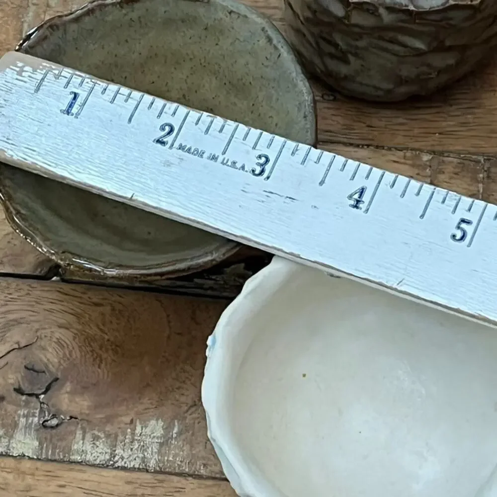Organic Shape Handmade Textured Ceramic Bowls Set of 4 Rustic Earthy Tones